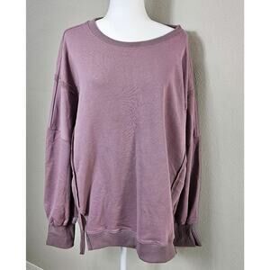 Mauve Cotton Knit Relaxed Fit Pullover Shirt Crew Neck Long Sleeve 2XL
